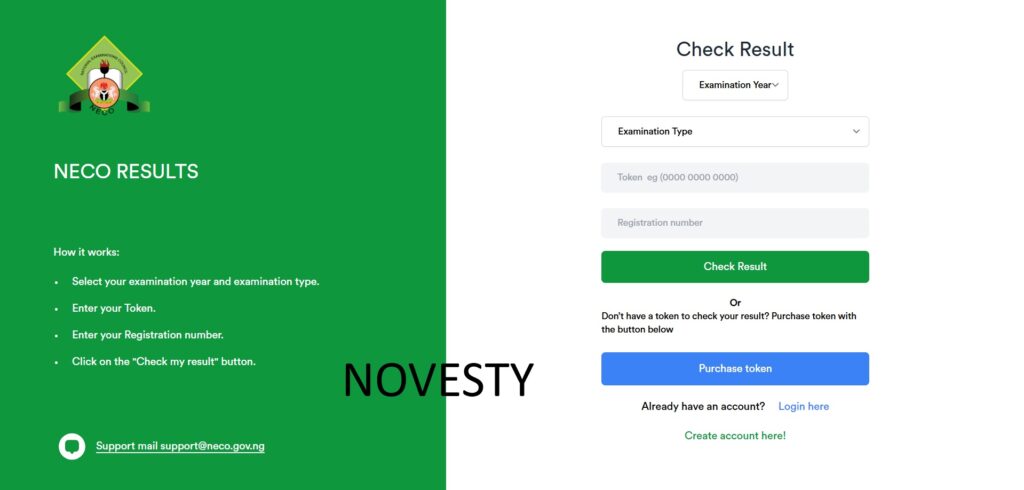 NECO Result Checker Token Online