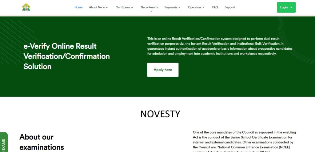 neco official portal