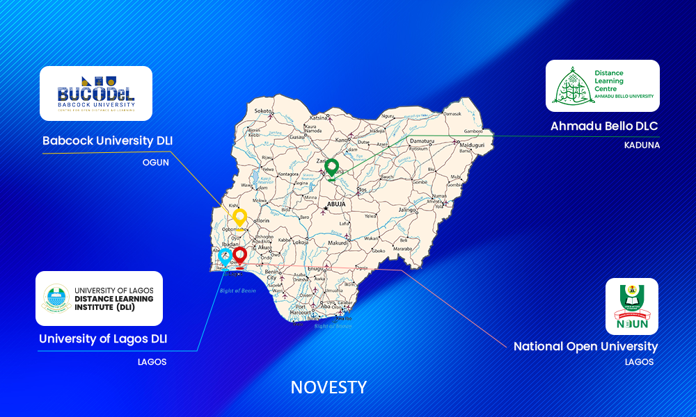 Map showing JAMB examination centers across Nigeria